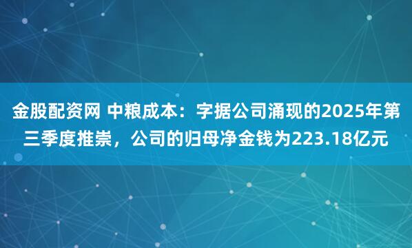 金股配资网 中粮成本：字据公司涌现的2025年第三季度推崇，公司的归母净金钱为223.18亿元