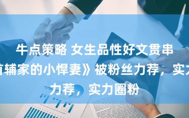 牛点策略 女生品性好文贯串，《首辅家的小悍妻》被粉丝力荐，实力圈粉