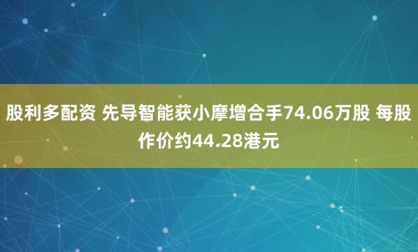 股利多配资 先导智能获小摩增合手74.06万股 每股作价约44.28港元
